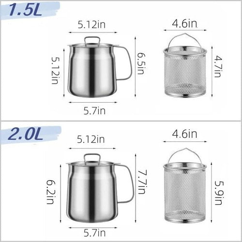 Olla Coladora De Aceite 2 En 1 De Acero Inoxidable 304
