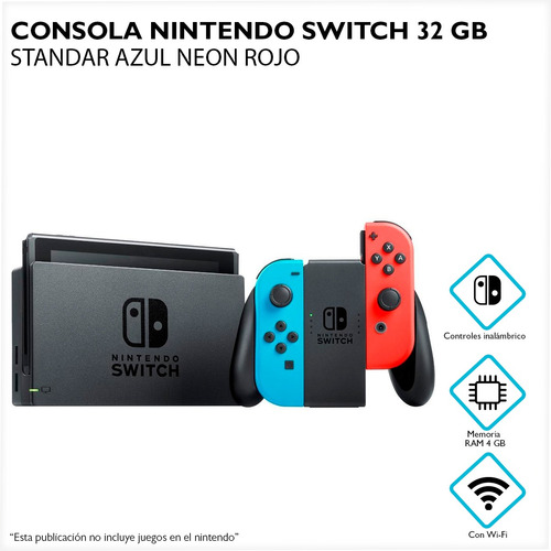 Consola Nintendo Switch 32gb Standard Azul Neon Rojo 