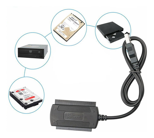 Adaptador Conversor Usb 2.0 Ide Sata I E Sata Ii Com Fonte