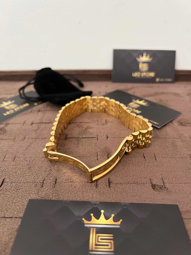 Pulseira Rolex Aço Titanium Banhado Ouro 18k, Frete Grátis
