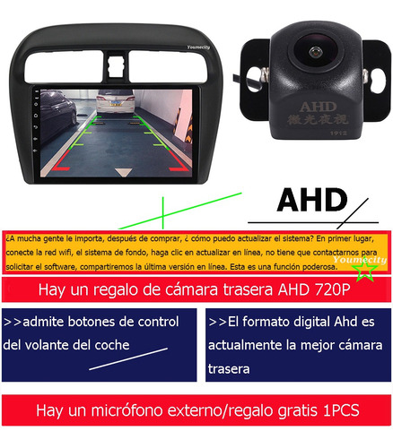 Radio Estéreo Android Auto Para Mitsubishi Mirage 2016-2022