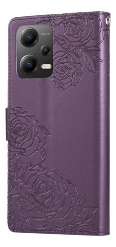 Funda De Piel Estampada Con Flores Para Xiaomi Poco X5/xiaom