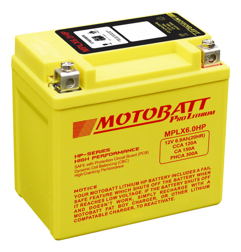 Bateria Litio Motobatt 12v 6.0 Ah 72 Wh (oem:3150-mkk-d02)