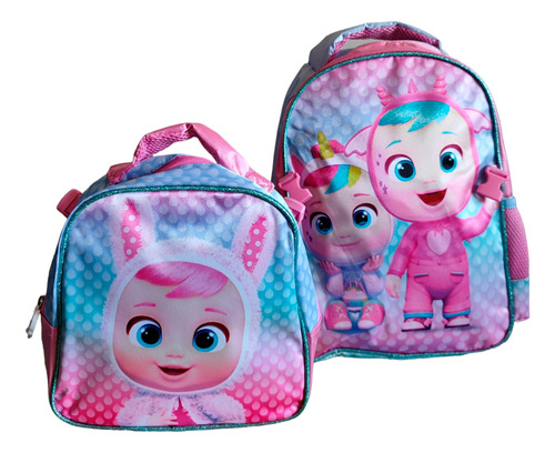 Mochila Con Lonchera Satin Niñas Cry Babies Bebe Llorones