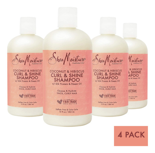  Shea Moisture Shampoo Rizos + Brillo 4 Pack 348 Ml