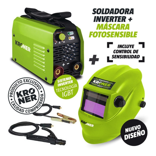 Soldadora Inverter Kroner 100 Amp-reales 220 Volts Premium + Kit