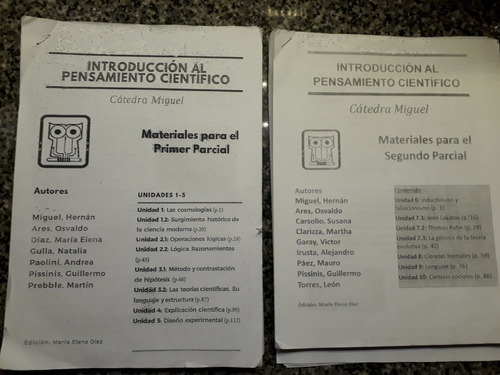 Introduc. Al Pensamiento Cientifico Cbc/ 1 Er Y 2do Parcial. (Usado)