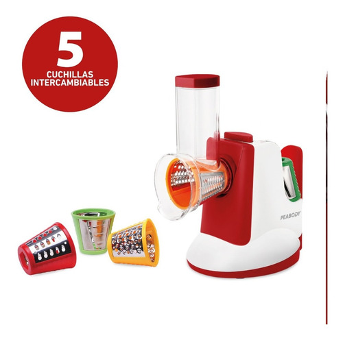 Imagen 13 de 20 de Rallador Eléctrico Peabody Sm326 Con Accesorios 5 Cuchillas