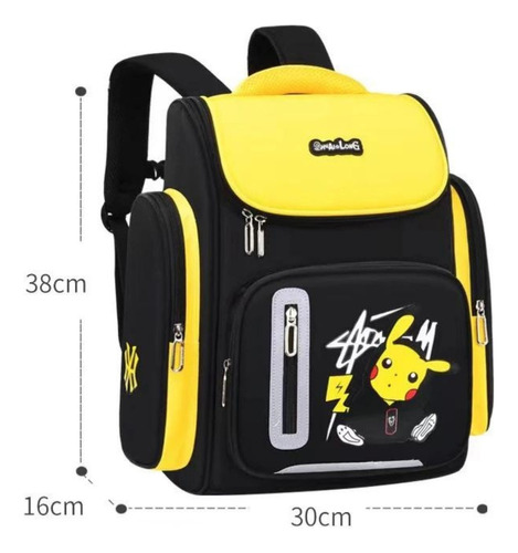 Mochila Escolar De Costas Pokémon Pikachu Juvenil Crianças Cor Preto