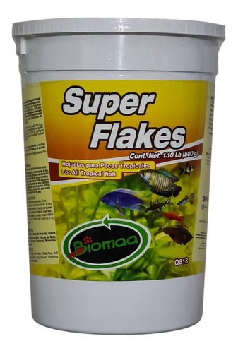 Super Flakes Biomaa Bote De 500g Para Peces Tropicales