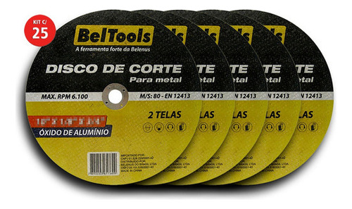Kit 25 Disco De Corte Ferro 7x1/8x7/8 Beltools