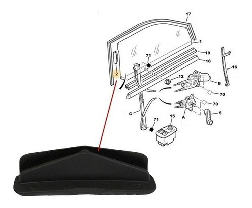 Guia Plastica Vidrio Puerta Peugeot 106/306