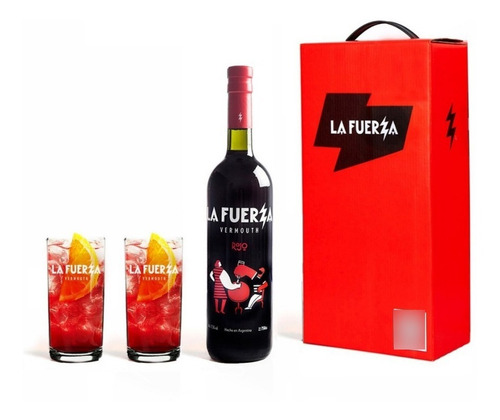 Imagen 2 de 9 de Caja De La Fuerza Con Vermu Rojo + 2 Vasos Vermuteros