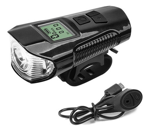 Luz Bicicleta Recargable Usb + Bocina Pantalla Medición