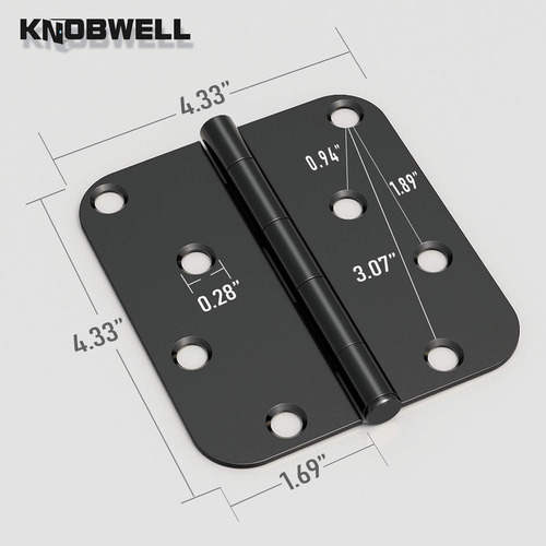 Paquete De 5 Bisagras De Puerta Knobwell De Color Negro M...