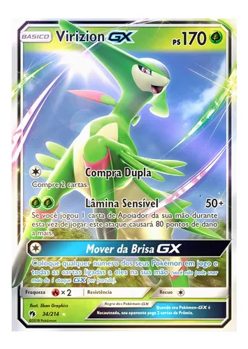 Carta Pokémon Lendário Virizion Gx Trovões Perdidos