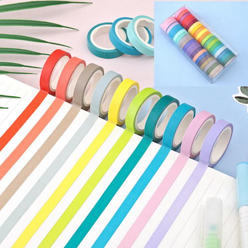 40 Piezas Arcoíris Cinta Adhesiva Adhesiva Decorativa Papel