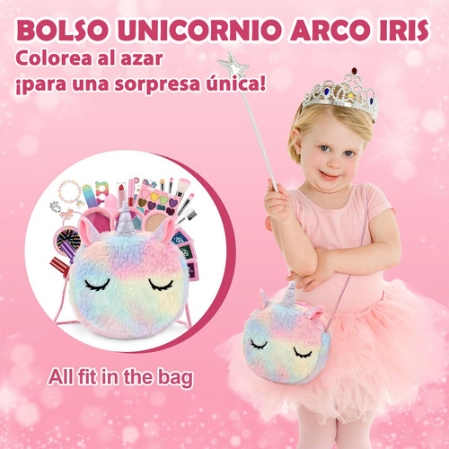 Set de Maquillaje Lavable y no Tóxico para Niñas con Bonita Mochila ce Almacenamiento Color Rosa Zacrox