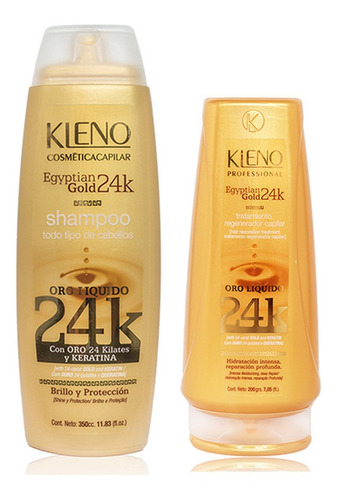 Shampoo + Mascara Kleno Egyptian Gold 24k Oro Liquido