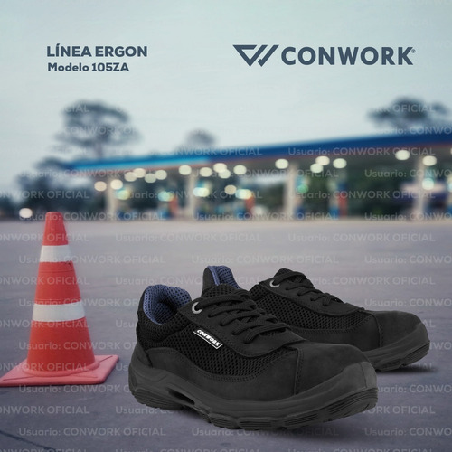 Imagen 9 de 10 de Calzado Conwork 105za Nobuck Negro Doble Frontura Negro