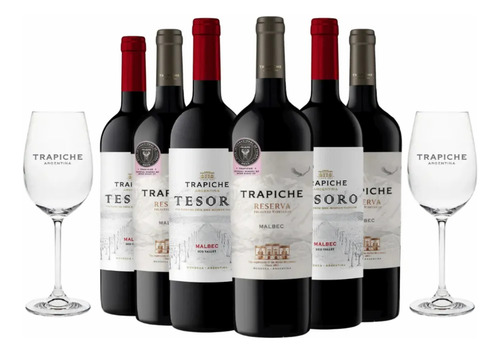 Vinos Tesoro Reserva Malbec Trapiche + Copas De Regalo