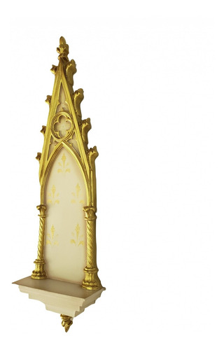 Imagem 2 de 6 de Peanha Oratório Gótico 45cm Dourado