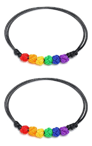 2 Pulseras De Arcoíris Lgbt Pride Para Hombres Y Mujeres, Aj