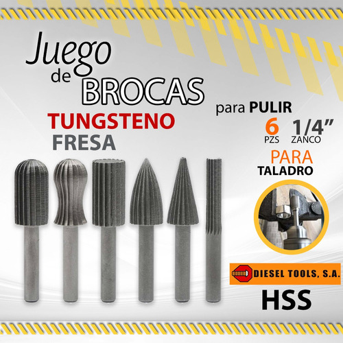 Juego De Brocas P/pulir Tungsteno Covo (fresa) 6pzs / 10476