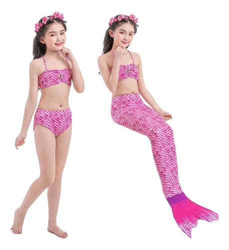 Bañador Niña 3 Piezas Bikini Diseño Cola De Sirena