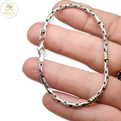 Pulsera Plata Para Dijes Con 3 Trabas