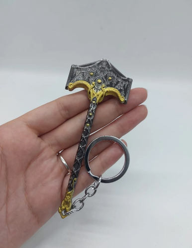 Llavero Espada Hacha Ragnarok De Metal - God Of War Plateado