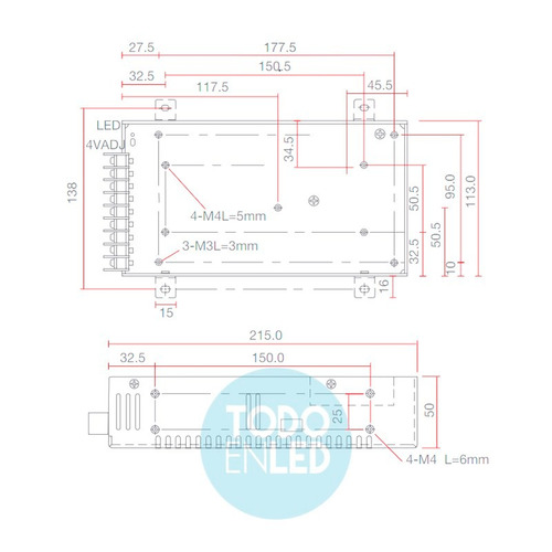 Imagen 2 de 7 de Fuente Transformador Switching Metalica 12 V 201 Watt 17 Amp