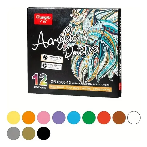 Set De 12 Rotuladores Acrílicos Brush Marker | Tonos De Piel Realistas | Punta Pincel Flexible