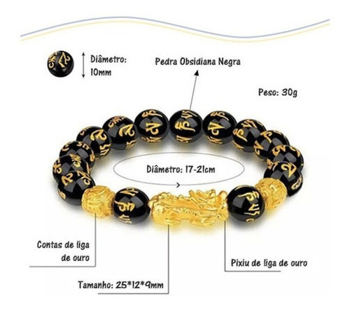 Pulsera Chinese Fortune Lucky, cuentas de resina negras