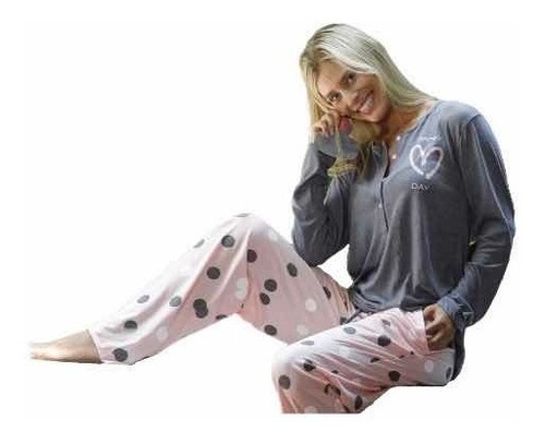 Pijama Invierno Botones Lunares Amamantar - Doncelle 1304-22