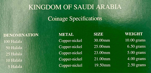 Set De 5 Monedas Reino Saudí Arabia Continente Asiatico (Usado)