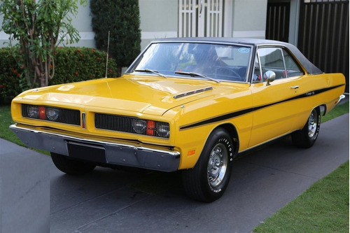 Quadro 20x30: Dodge Charger Rt - 1975 / Amarelo / Novo Okm.
