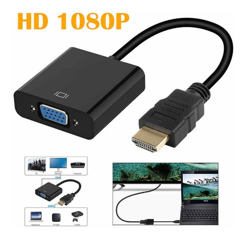 Conversor Vga A Hdmi Con Audio Adaptador Cable Tv Hd 1080p