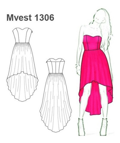 ( Moldes De Ropa)  Vestido Mullet Mujer 1306