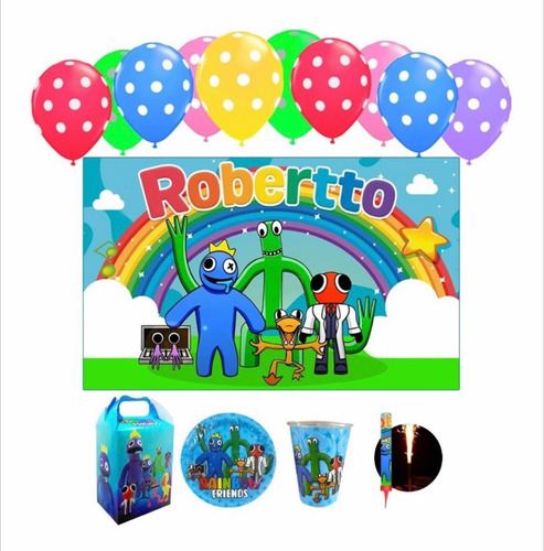 Rainbow Friends Kit 20 Pz Fiesta Lona Personalizada Party