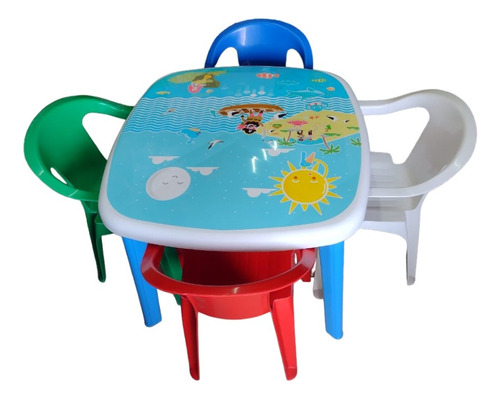 Juego De 2 Mesas Con 8 Sillas Infantiles Originales Duna