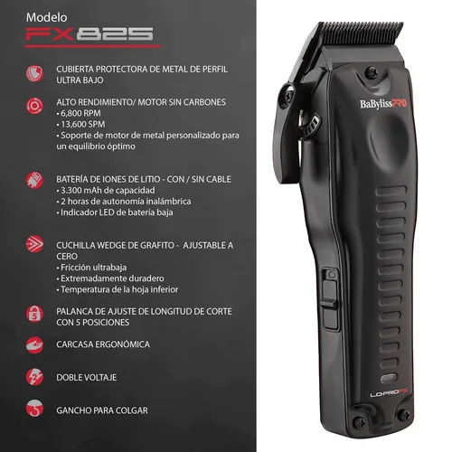 Cortadora de pelo BaBylissPRO LO PROFX FX825 negra 110V 220V