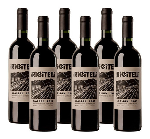 Vino Bodega Riccitell Pie Franco Malbec Caja X 6 Unidades