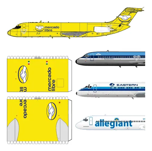 Avion Dc-9 Mercado Libre (+3) 1:50 Papercraft (envio X Mail)
