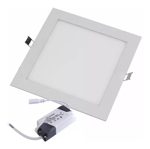 10 Plafon Led 18w Embutir Quadrado Branco Frio 22 X 22cm X 1