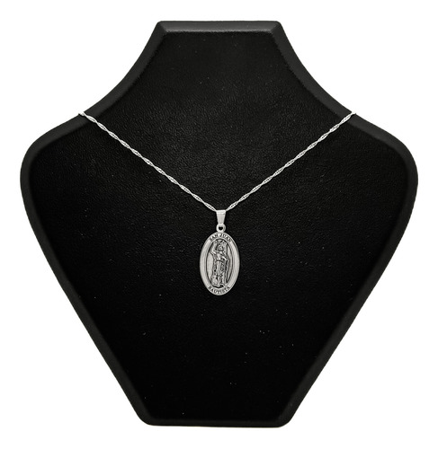 Cadena Y Dije Medalla San Juan El Bautista Plata 925 Plata 925 40 Cm