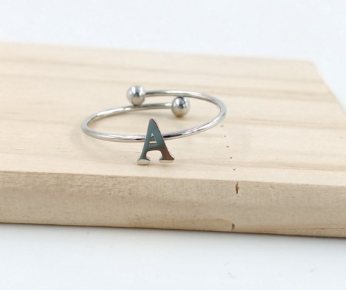 2 Uds De Anillos Con Inicial Acero Inoxidable Vie Or A Ajustable