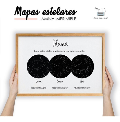 Lámina Imprimible Para Cuadro Mapa Estelar Día Del Madre