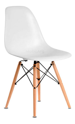 Silla De Comedor Eames Dsw Blanca Patas De Madera 