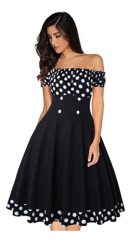 Vintage Hepburn Estilo Sin Tirantes Rockabilly Vestidos [u]